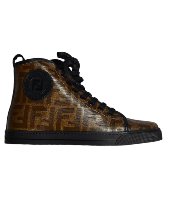 A Brown Sneakers from Fendi in size 9Y for boy. (Front View)