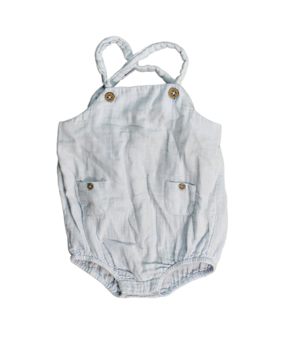 A Blue Overall Shorts from Chateau de Sable in size 3-6M for girl. (Front View)