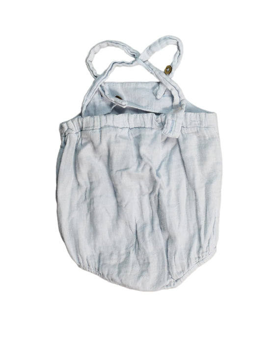 A Blue Overall Shorts from Chateau de Sable in size 3-6M for girl. (Back View)