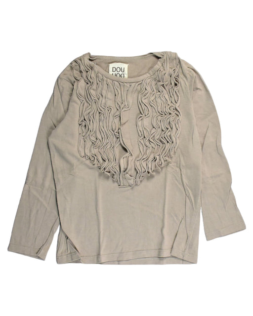 A Brown Long Sleeve Tops from DOUUOD in size 6T for girl. (Front View)