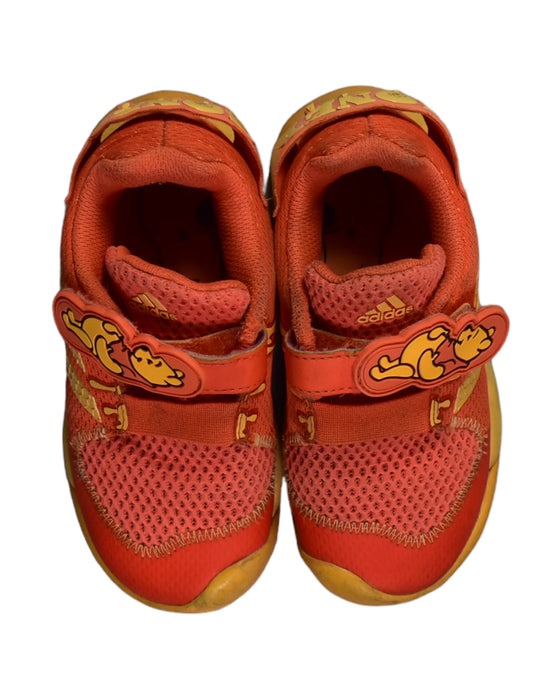 A Orange Sneakers from Adidas in size 4T for boy. (Back View)