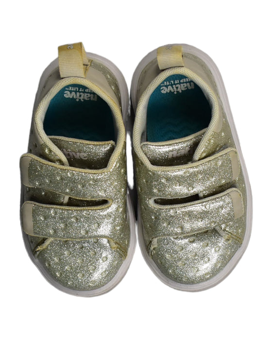 A Silver Sneakers from Native Shoes in size 18-24M for girl. (Back View)