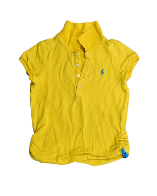 A Yellow Short Sleeve Polos from Ralph Lauren in size 5T for girl. (Front View)