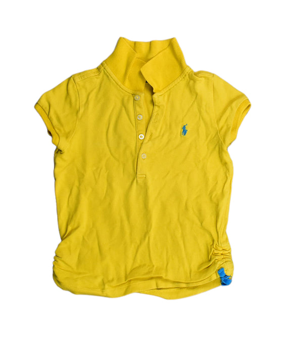 A Yellow Short Sleeve Polos from Ralph Lauren in size 5T for girl. (Front View)