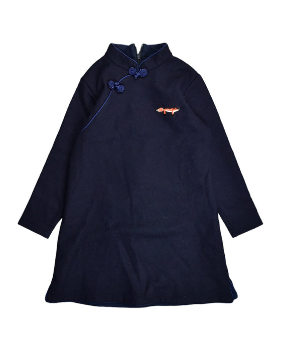 A Blue Long Sleeve Dresses from Chouchou Chic in size 6T for girl. (Front View)