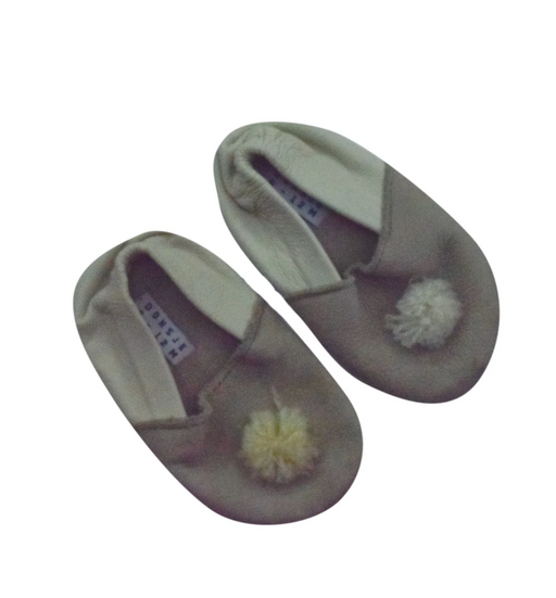 A Beige Slippers from Donsje in size 6-12M for neutral. (Front View)