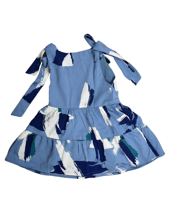 A Blue Sleeveless Dresses from Dear in size 6-12M for girl. (Back View)