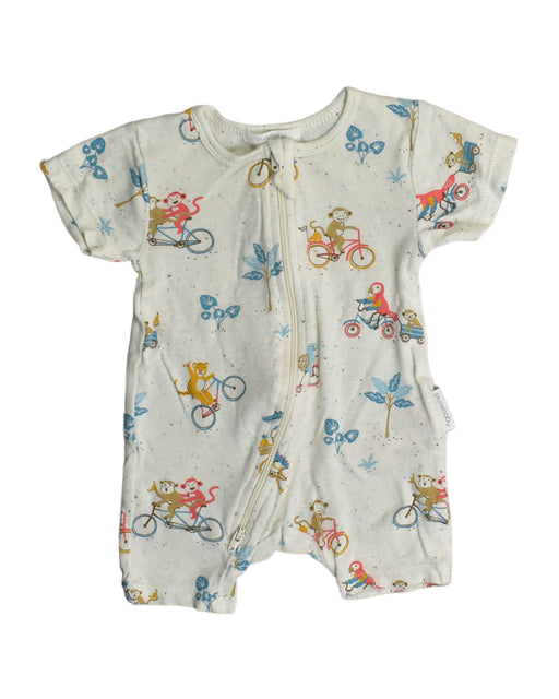 A White Rompers from Purebaby in size 0-3M for boy. (Front View)