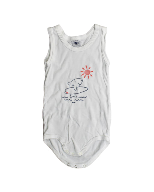 A White Sleeveless Bodysuits from Petit Bateau in size 6-12M for neutral. (Front View)