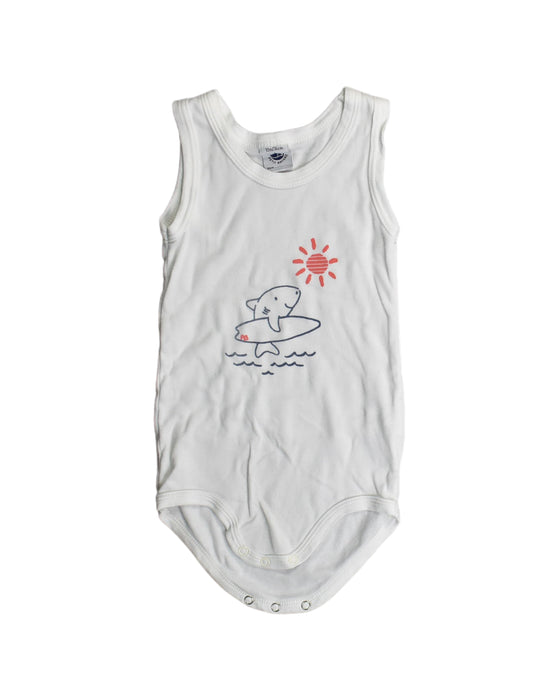 A White Sleeveless Bodysuits from Petit Bateau in size 6-12M for neutral. (Front View)