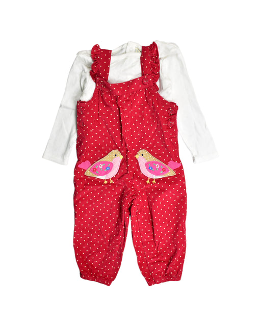 A Red Overall Sets from Jojo Maman Bébé in size 6-12M for girl. (Front View)