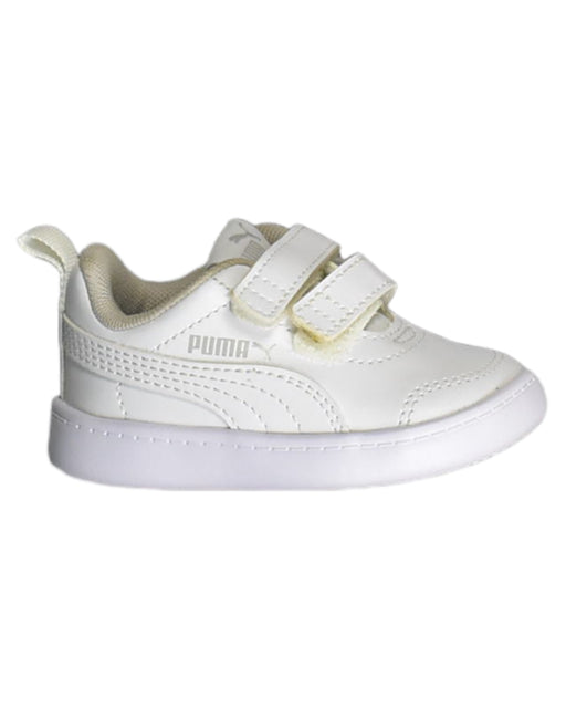A White Sneakers from Puma in size 12-18M for boy. (Front View)