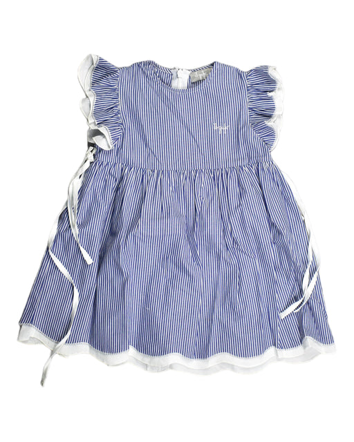 A Blue Sleeveless Dresses from Il Gufo in size 2T for girl. (Front View)