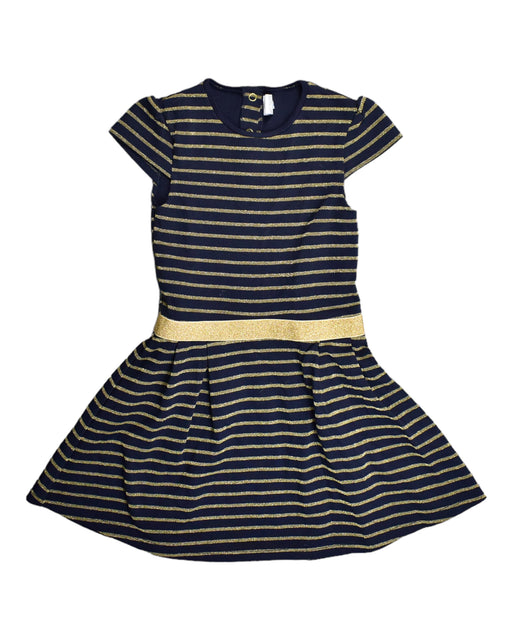 A Blue Short Sleeve Dresses from Petit Bateau in size 6T for girl. (Front View)