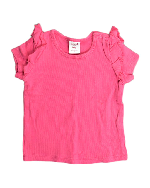 A Pink Short Sleeve Tops from Seed in size 6-12M for girl. (Front View)