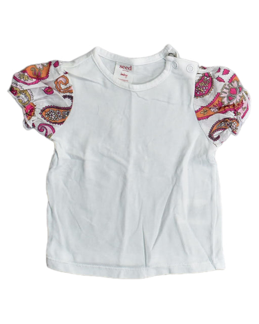 A White Short Sleeve Tops from Seed in size 0-3M for girl. (Front View)