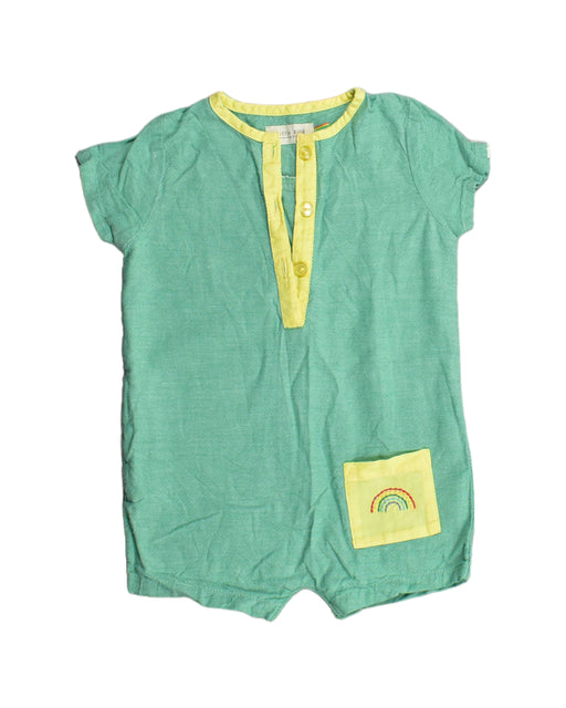 A Green Rompers from Little Bird in size 3-6M for boy. (Front View)