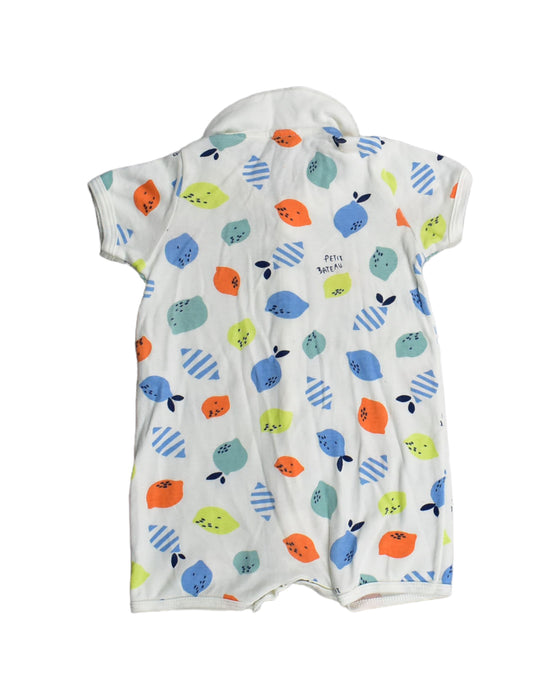 A White Rompers from Petit Bateau in size 3-6M for boy. (Back View)