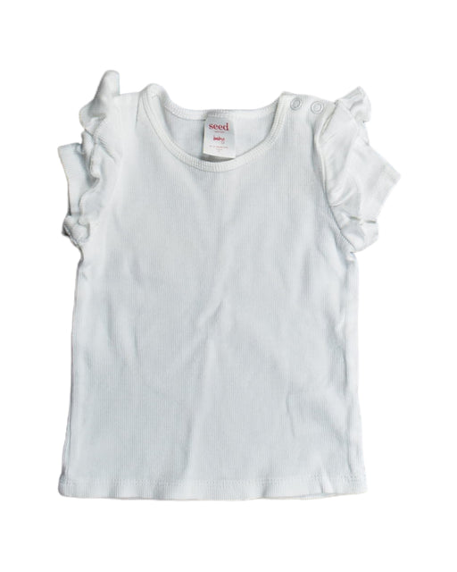 A White Sleeveless Tops from Seed in size 6-12M for girl. (Front View)