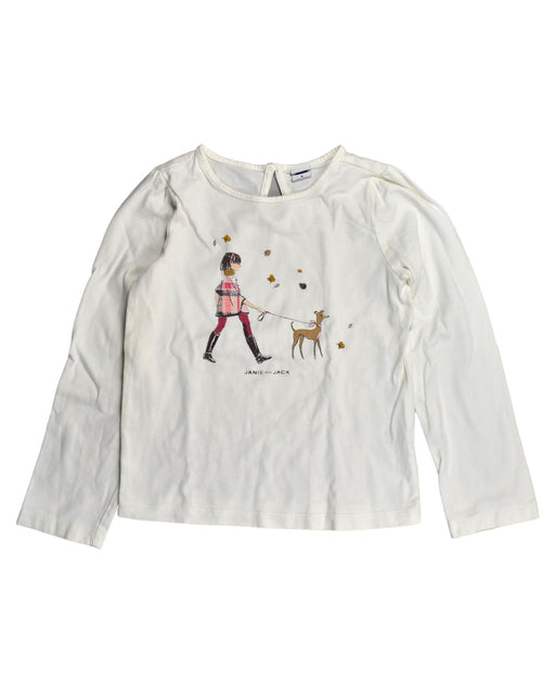A White Long Sleeve Tops from Janie & Jack in size 5T for girl. (Front View)