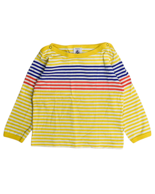 A Yellow Long Sleeve Tops from Petit Bateau in size 12-18M for girl. (Front View)