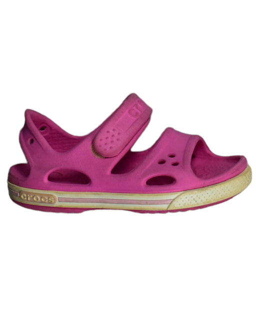 A Pink Sandals from Crocs in size 3T for girl. (Front View)