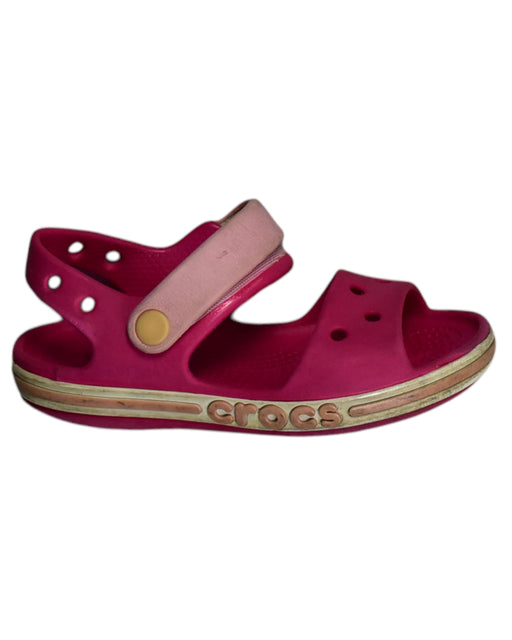 A Pink Sandals from Crocs in size 4T for girl. (Front View)
