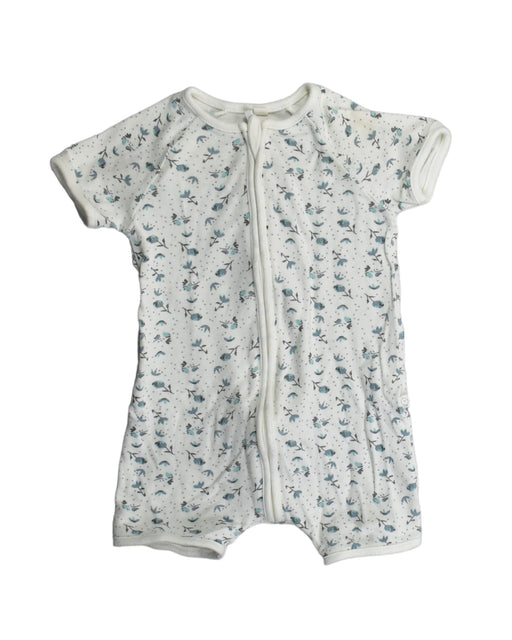 A White Rompers from Mori in size 3-6M for girl. (Front View)
