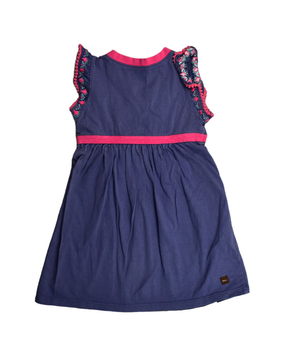 A Blue Sleeveless Dresses from Tea in size 2T for girl. (Back View)
