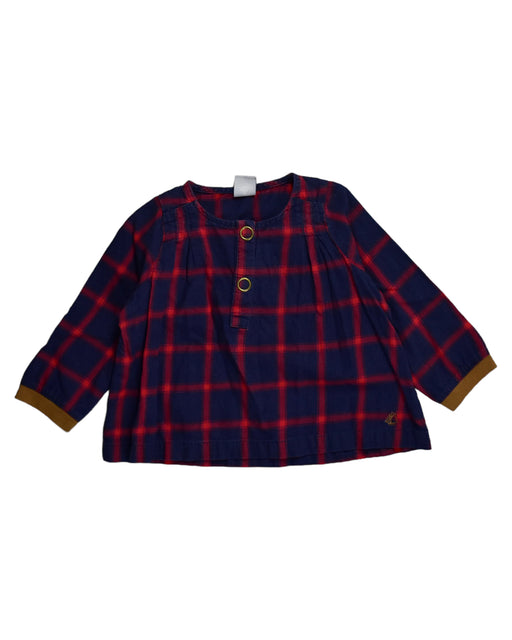 A Blue Long Sleeve Tops from Petit Bateau in size 12-18M for girl. (Front View)