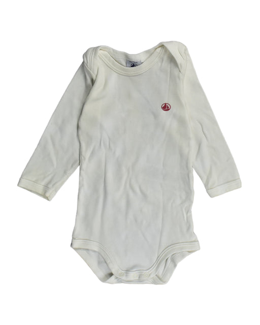 A White Bodysuits from Petit Bateau in size 6-12M for boy. (Front View)