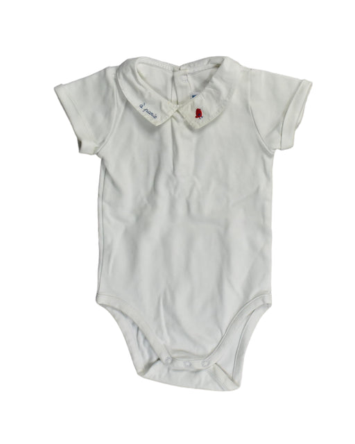 A White Bodysuits from Jacadi in size 6-12M for girl. (Front View)