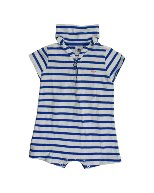 A White Rompers from Petit Bateau in size 3-6M for girl. (Front View)