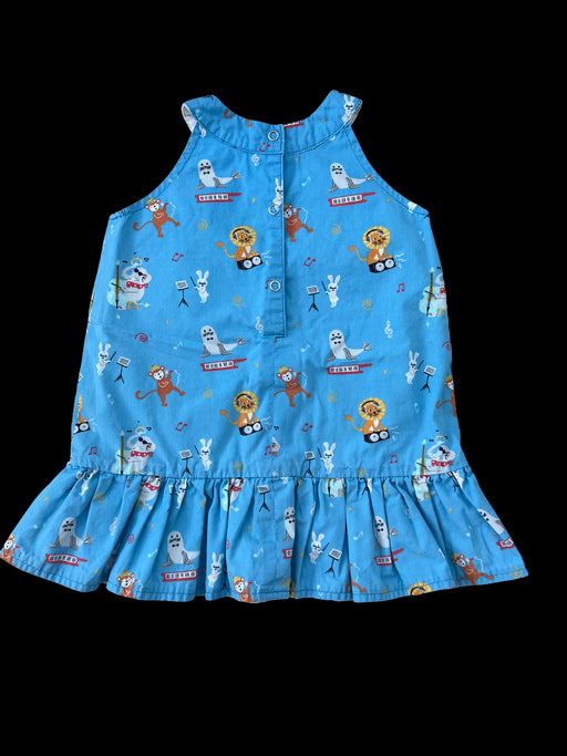 A Blue Sleeveless Dresses from Maison Q in size 12-18M for girl. (Front View)
