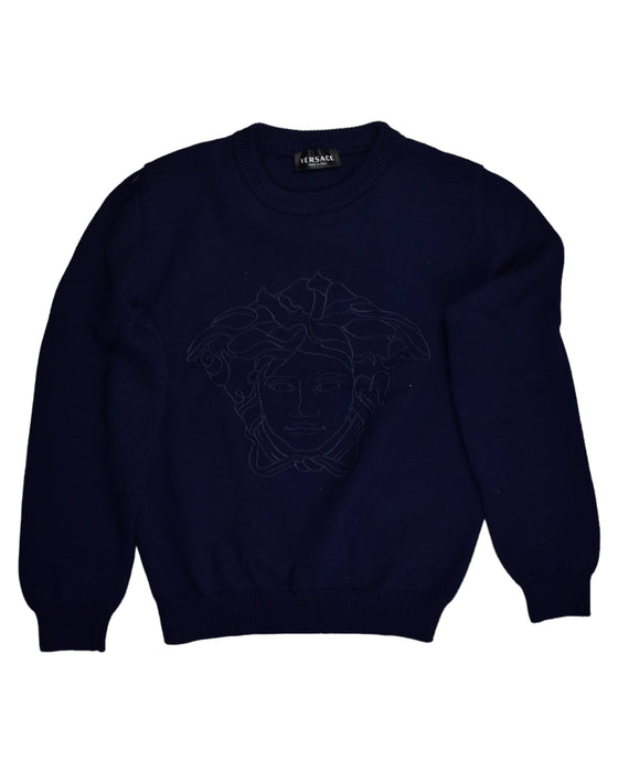 A Blue Knit Sweaters from Young Versace in size 12Y for boy. (Back View)