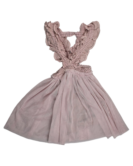 A Pink Sleeveless Dresses from Puella Flo in size 9Y for girl. (Back View)