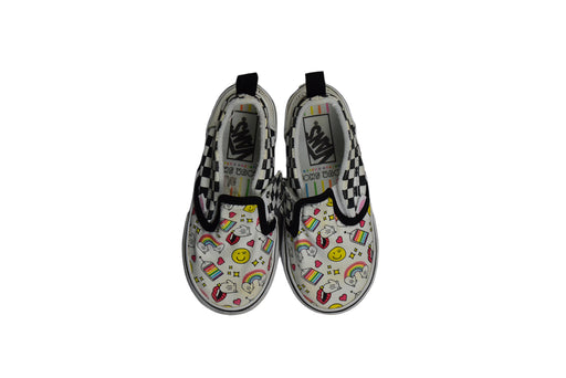 A White Slip Ons from Vans in size 3T for boy. (Front View)