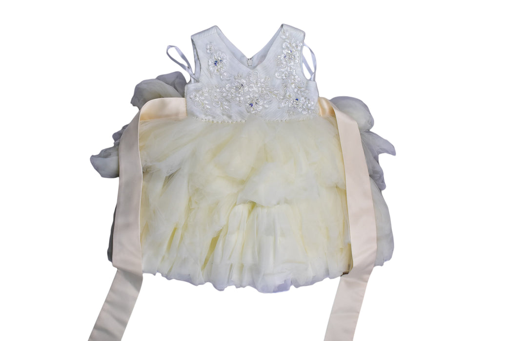 A Yellow Sleeveless Dresses from Lovely Lace Baby in size 6-12M for girl. (Front View)