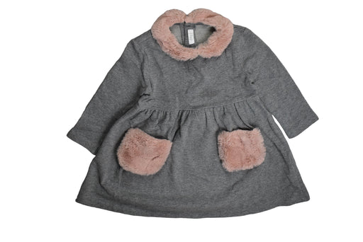 A Grey Long Sleeve Dresses from Il Gufo in size 12-18M for girl. (Front View)