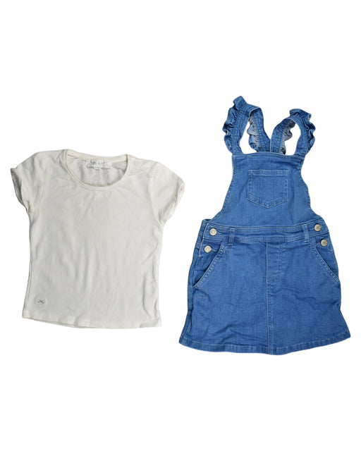 A White Overall Sets from Chateau de Sable in size 4T for girl. (Front View)