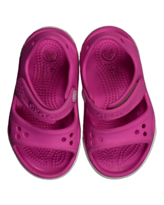 A Pink Sandals from Crocs in size 18-24M for girl. (Back View)
