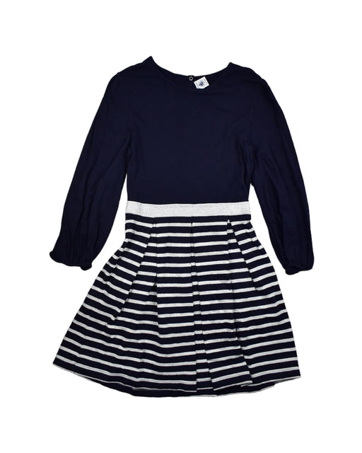 A Blue Long Sleeve Dresses from Petit Bateau in size 10Y for girl. (Front View)