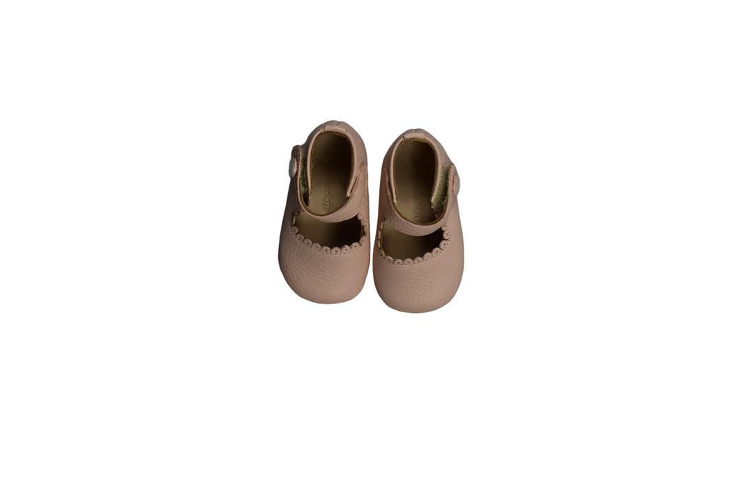 A Beige Flats from Elephantito in size 3-6M for girl. (Back View)
