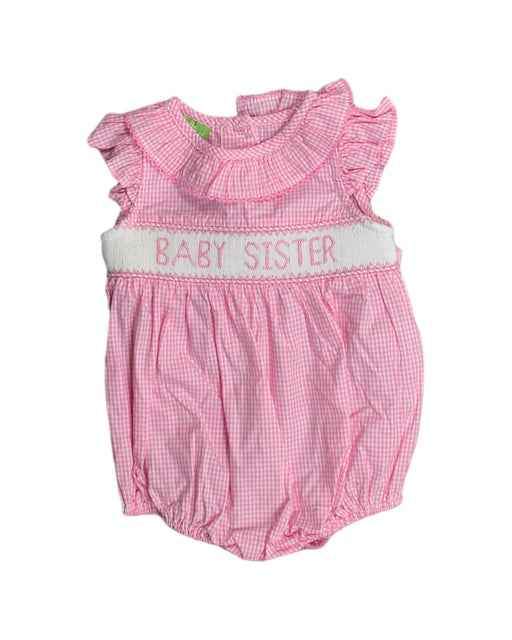 A Pink Rompers from Classic Whimsy in size 0-3M for girl. (Front View)