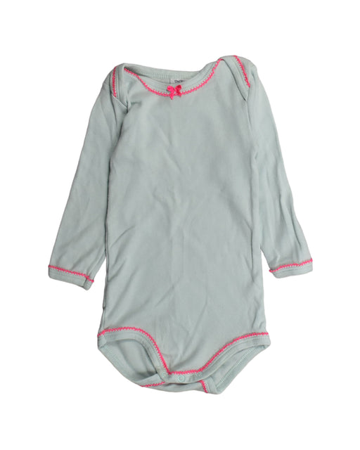 A Green Long Sleeve Bodysuits from Petit Bateau in size 6-12M for girl. (Front View)