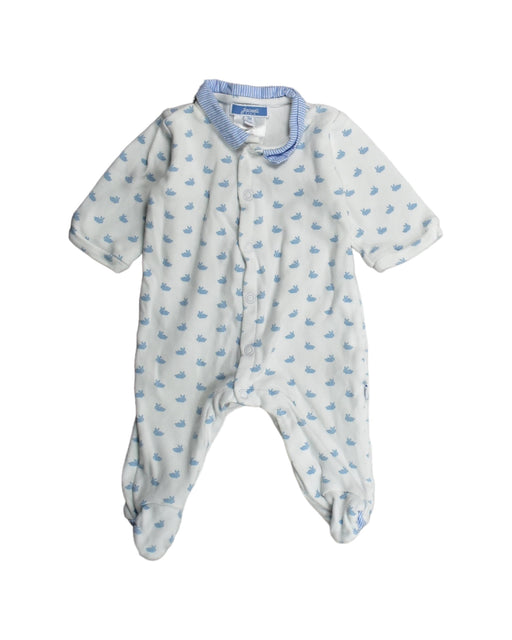 A White Jumpsuits from Jacadi in size 0-3M for boy. (Front View)