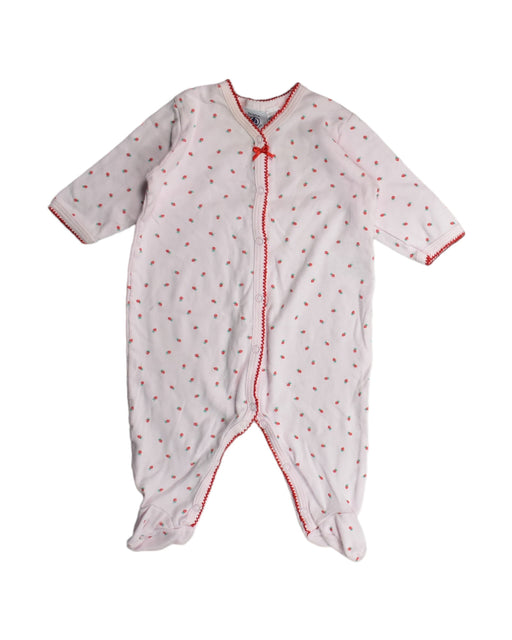 A White Onesies from Petit Bateau in size 0-3M for girl. (Front View)