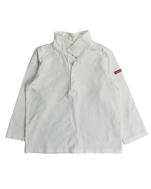 A White Long Sleeve Polos from Miki House in size 4T for boy. (Front View)