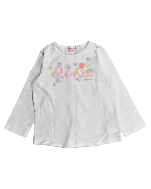 A White Long Sleeve Tops from Miki House in size 4T for girl. (Front View)
