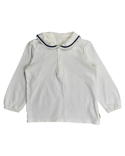 A White Long Sleeve Polos from Miki House in size 4T for boy. (Front View)